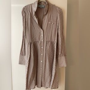 Tuckernuck brown and white striped dress.  Washed, but never worn.  Size medium.